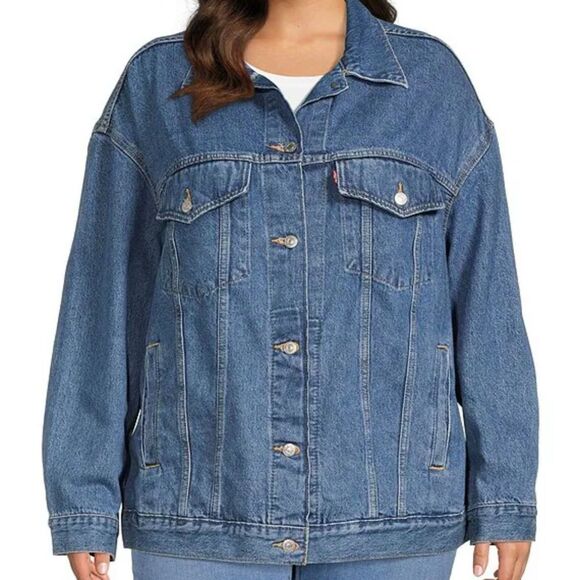 Levi's NWT Sz 1X Light Indigo Plus How About It Baggy Denim Trucker Jean Jacket - Picture 14 of 14